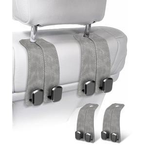 베터본 자동차 지갑 홀더 후크, 헤드레스트 고급 가죽용 2PCS 시트 다기능 가방 후크 등받이 보관 액세서리(회색)