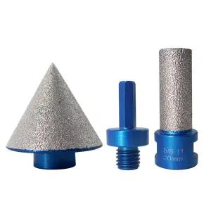 3Pcs 2인치 다이아몬드 베벨링 챔퍼 비트와 5/8-11 스레드 어댑터 4/5인치 핑거 밀링 비트 스트레이트 커터