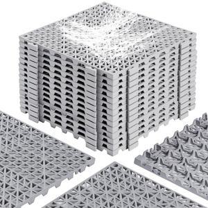 12인치 x 배수 연동 바닥 타일, 바닥재용 미끄럼 방지 풀 데크 타일 12팩, 부드러운 PVC 스플라이싱 모듈러 쿠션 매트, 샤워실 지하 차고 창고용 구멍이 있는 고무