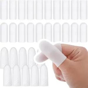 아둘포니 실리콘 핑거코트 부드러운 엄지 보호대 30개 손가락 끝 커버 금이 간 관절염 습진 손톱 (30개)