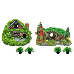 수족관 장식 집 창의적인 미니 정원 조경 어항 오두막 물고기 은신처 구멍 쉼터