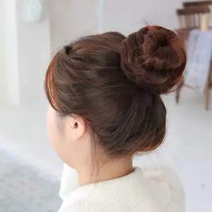 올림머리 똥머리 가발 머리끈 밝은갈색