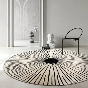 매트 카펫 러그 카페트 유럽 스타일 원형 블랙 화이트 적 패턴 안티 슬립 패드 다 거실 침실 홈 인테리어