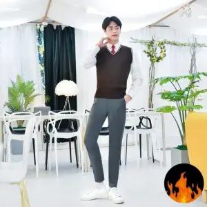 남자 그레이 교복 테마 몰 기모 바지 남자겨울 허리조절 남성겨울 테마기모