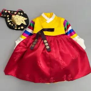 여아한복 전통 색동 노랑 빨강 치마 아동 여자 아기 고급 돌 백일 명절한복