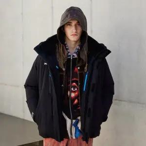 밀레 남성 헤비 패딩 자켓 구스다운 고어텍스 루트업 윈드스타퍼 블랙