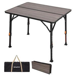 킹캠프 접이식 유리 섬유 캠핑 테이블, 높이 조절 가능한 알루미늄 다리와 야외, 피크닉, 해변, 파티, 실내, 2~4인용 휴대용 가방 포함 캠프 테이블