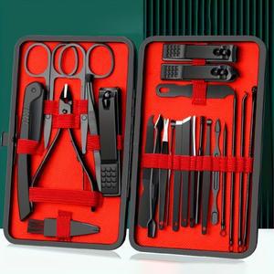 7/12/18/20/24PCS 세트 전문 매니큐어 키트 스테인레스 스틸 손톱 발톱 깎기 가죽 휴대용 케이스