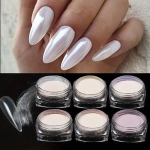 네일 아트 장식 6pcs 오로라 진주 파우더 홀로그램 미러 더스트 반짝이 손톱 살롱 용품