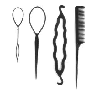 ( )헤어 빗 똥머리 스타일링 도구 4P 세트 미용 소품