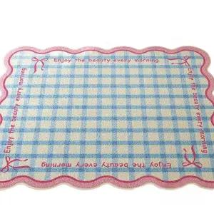 러그 리본 핑크 현관 물결모양 민트롤링 스트라이프 침실