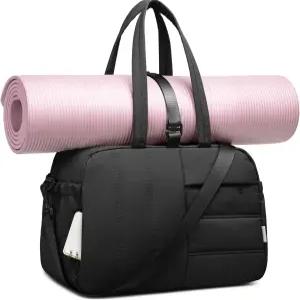 요가 매트 홀더가 있는 여성용 캠탑 짐 가방 뮤티 포켓이 16인치 개인 용품 여행 방수 오버나이트 위켄더