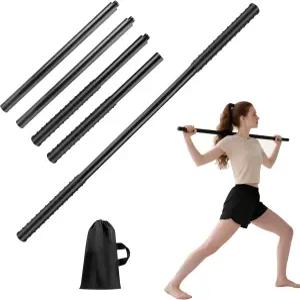 트랜니 5피트 요가 스틱 이동성 유연성 및 균형을 위한 강철 스트레칭 사무실 가정 또는 피트니스를 고무