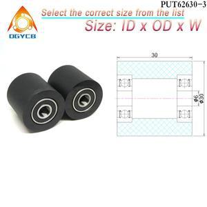 폴리우레탄 코팅 더블 베어링 도르래 휠 PUT62630-30 6mm 보어 30mm 직경 PU 6x30x30 플라스틱 롤러 1 개