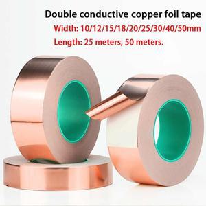 1롤 너비 5-50mm 이중 전도성 구리 호일 테이프 종이 고온 방지 두꺼운 0.06mm