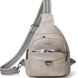 여성용 LATMAP 7L 슬링백 남성 크로스바디 벨트 백 작은 여행용 슬링 백팩 방지 가슴 데이팩 지갑 인조