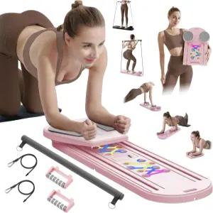 필라테스 보드 리포머 세트 홈 운동용 다기능 접이식 복근 코어 트레이너 여성용 남성용 및 초보자를 위한