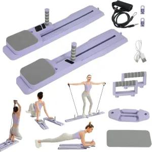 필라테스 리포머 보드 탈착식 머신 저항 밴드가 있는 휴대용 슬라이더 타이머 다기능 홈 피트니스 장비로