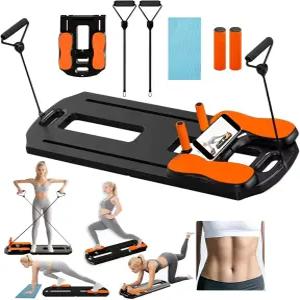 필라테스 보드 휴대폰 홀더가 있는 접이식 리포머 머신 7-in-1 다목적 휴대용 홈 키트 운동 피트니스