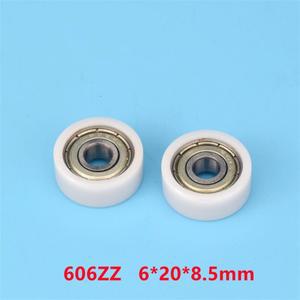 20pcs/100pcs 6x20x8.5mm 606ZZ 베어링 POM 플라스틱 코팅 풀리 도어 창 가이드 휠 저소음 플랫 롤러