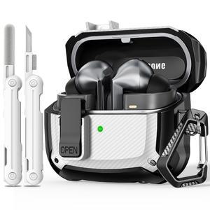 [미국배송] 삼성호환 삼성제품호환 버즈3 FE (2025) / 프로 (2024) 케이스 (2024)를 위해 설계된 MCTOPZO 잠금 장치 전신 충격 방지 탄소 섬유 보호 디자인 포함