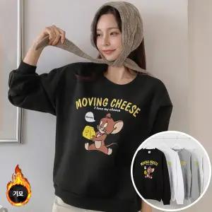 치즈 맨투맨 긴팔 BOX 여성 오버핏 티셔츠 (4컬러) 박시핏 빅사이즈