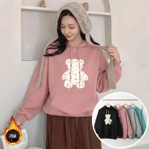 데이지곰 기모 후드 맨투맨 긴팔 BOX 여성 오버핏 티셔츠 (3컬러) 박시핏 빅사이즈