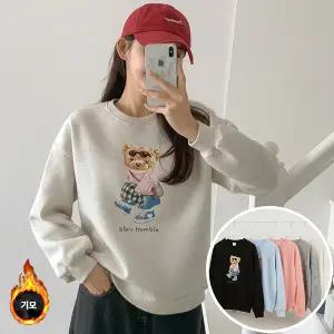 니트곰순이 맨투맨 긴팔 BOX 여성 오버핏 티셔츠 (7컬러) 박시핏 빅사이즈