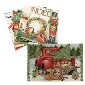 크리스마스 식탁 매트 홀리데이 연말 홈파티 테이블 세팅 린넨 패브릭 깔판 식탁보 2개