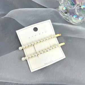 [골드스마일]곡선 작은알 2개세트 헤어핀 진주 보석 머리핀 조개