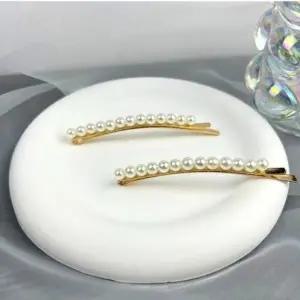 곡선 2개세트 작은알 진주 헤어핀 헤어 잔머리정리핀