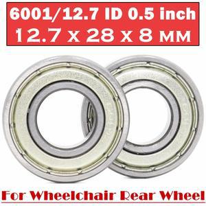휠체어 뒷 바퀴 드럼 베어링 ID 0.5 인치 (2개) 12.7x28x8mm 액세서리 6001 ZZ 압력 휠
