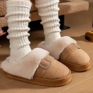 여자 남자 프리미엄 5컬러 부드러운 플러시 퍼 겨울 털슬리퍼