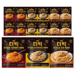 흑닭 닭가슴살 볶음밥 350g 더빅 직화짬뽕/마늘계란버터/잡채 볶음밥 3종 15팩