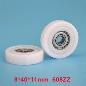 플랫 롤러 608 베어링 POM 플라스틱 코팅 도르래 가이드 휠 저소음 8x40x11mm 608ZZ 10개 50개