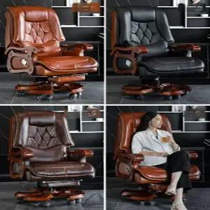 천연가죽 중역 의자 서재 체어 회전 고급스런 회장