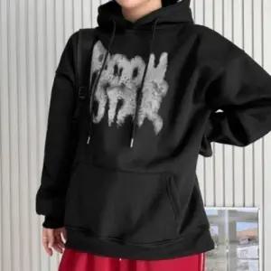 여성 겨울 캐주얼 그래피티 영문 풀오버 후드 티셔츠