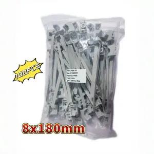 8X180mm 너비 7.6mm 회색 회색 파이프 케이블 타이 자동 잠금 PA66 타이 나사 M6 고정 링 지퍼 랩 스트랩 1