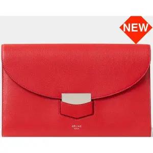 [셀린느]트로터 레더 클러치 브릴란트 레드 30480644