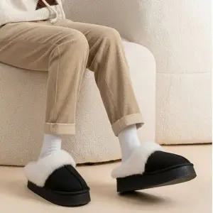 남성슬리퍼 베이직 안감 실내외 퍼 따뜻한 남자슬리퍼 남성 겨울 퍼슬리퍼