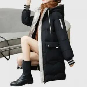 여성 겨울 후드 퀄팅 패딩 주머니 데일리 아우터