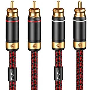 Primeda 오디오파일 RCA/포노 케이블 2 RCA 수-2 수 하이파이 시스템 상호 연결 홈 시네마 서브우퍼 앰프