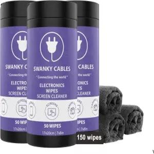스완키 케이블 전자 청소 물티슈 - 컴퓨터 TV 모니터 휴대폰 노트북 태블릿 키보드 카메라 및 렌즈 클리너