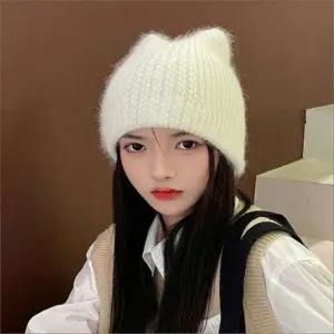 여성 캣비니 고양이귀 니트비니 따뜻한 겨울모자 5색