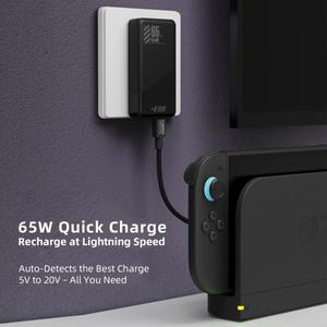 스컬앤코의 사바지 레이븐 65W GaN 전원 어댑터 고속 충전기  스위치 2 스팀 덱 ROG 앨리용