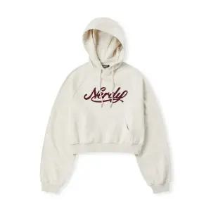 [널디](대전신세계)우먼스 컬시브 로고 크롭 풀오버 후디 오트밀 PNEF24HD0804