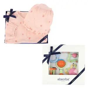 갤러리아 (압소바말띠,출산,백일,아기외출복)클로이요루바디슈트+딸랑이5