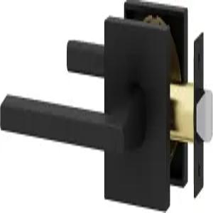 오쿤 쿼드라 1팩 매트 블랙 통로 도어 레버 - 복도 및 옷장을 위한 세련된 은폐 마운트 디자인의 리버서블