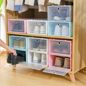 두꺼운 PP 플라스틱 투명 플립탑 신발 상자 접이식 보관함 가정용 방진 옷장 정리함 312013cm