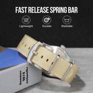 IBENIFIT 클래식 나일론 시계 스트랩 18mm 20mm 22mm 팔찌 군용 시계 밴드 실버 버클 패브릭 손목 밴드 교